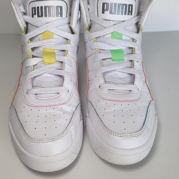 Puma Backcourt Mid Rainbow white sneaker size 10.5 - Picture 4 of 8